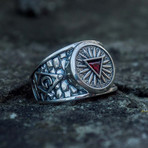 Masonic Ring // Red Triangle Cubic Zirconia (11.5)