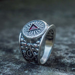 Masonic Ring // Red Triangle Cubic Zirconia (8)