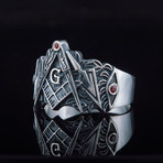 Masonic Ring // Red Cubic Zirconia (11)