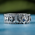 Masonic Ring // Blue Cubic Zirconia (9.5)