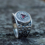 Masonic Ring // Red Triangle Cubic Zirconia (6)