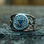 Masonic Ring // Blue Triangle Cubic Zirconia (6)