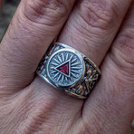 Masonic Ring // Red Triangle Cubic Zirconia (6)