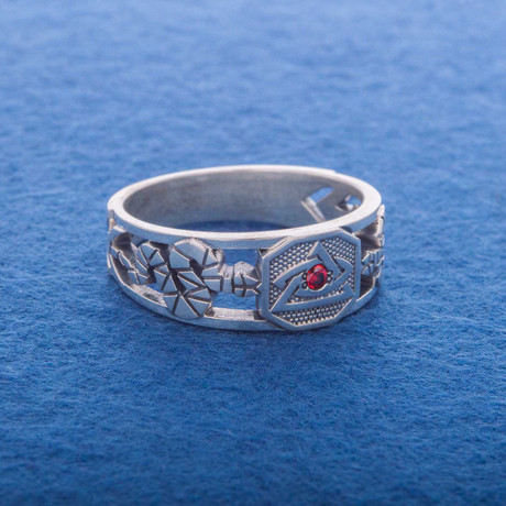 Masonic Ring // Snake + Red Cubic Zirconia (6)