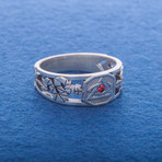 Masonic Ring // Snake + Red Cubic Zirconia (9.5)