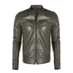 Florence Leather Jacket // Olive Green (2XL)