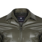 Marvin Leather Jacket // Olive Green (XL)