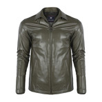 Marvin Leather Jacket // Olive Green (S)