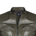 Florence Leather Jacket // Olive Green (L)