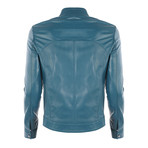 Ted Leather Jacket // Oil Blue (M)