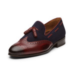 Wingtip Tassel Loafers // Burgundy + Navy Suede (US: 12)