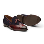 Wingtip Tassel Loafers // Burgundy + Navy Suede (US: 9)