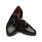 Wingtip Tassel Loafers // Black Suede + Leather (US: 12)