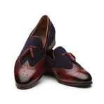 Wingtip Tassel Loafers // Burgundy + Navy Suede (US: 8)