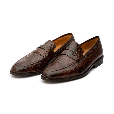 Penny Loafer // Crocodile Dark Brown (US: 7)