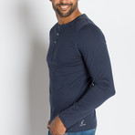 Frank Knit Long Sleeve Shirt // Navy (L)