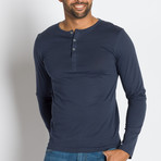 Frank Knit Long Sleeve Shirt // Navy (L)