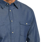 Evan Woven Yarn Dyed Shirt // Indigo (XL)