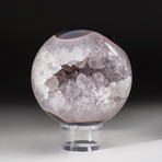 Genuine Polished Quartz Geode Sphere + Acrylic Display Stand // V2