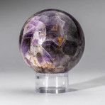 Genuine Polished Chevron Amethyst Sphere + Acrylic Display Stand