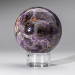 Genuine Polished Chevron Amethyst Sphere + Acrylic Display Stand