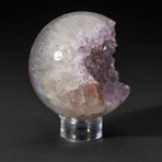 Genuine Polished Amethyst Geode Sphere + Acrylic Display Stand // V1