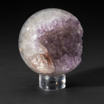 Genuine Polished Amethyst Geode Sphere + Acrylic Display Stand // V1