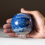 Genuine Polished Lapis Lazuli Sphere + Acrylic Display Stand // V2