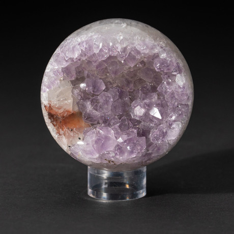 Genuine Polished Amethyst Geode Sphere + Acrylic Display Stand // V1