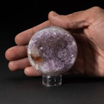 Genuine Polished Amethyst Geode Sphere + Acrylic Display Stand // V1