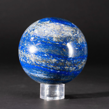 Genuine Polished Lapis Lazuli Sphere + Acrylic Display Stand // V3