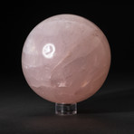 Genuine Polished Rose Quartz Sphere + Acrylic Display Stand // V3