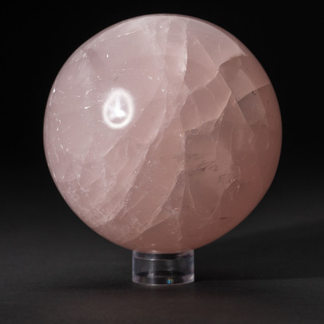 Genuine Polished Rose Quartz Sphere + Acrylic Display Stand // V2