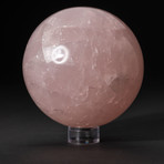 Genuine Polished Rose Quartz Sphere + Acrylic Display Stand // V2