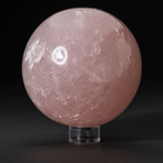 Genuine Polished Rose Quartz Sphere + Acrylic Display Stand // V2