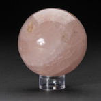 Genuine Polished Rose Quartz Sphere + Acrylic Display Stand // V1