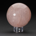 Genuine Polished Rose Quartz Sphere + Acrylic Display Stand // V1