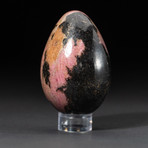 Genuine Polished Imperial Rhodonite Egg + Acrylic Display Stand