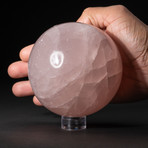 Genuine Polished Rose Quartz Sphere + Acrylic Display Stand // V2