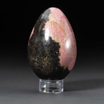 Genuine Polished Imperial Rhodonite Egg + Acrylic Display Stand