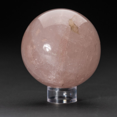 Genuine Polished Rose Quartz Sphere + Acrylic Display Stand // V1