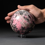 Genuine Polished Imperial Rhodonite Sphere + Acrylic Display Stand // V2