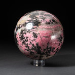 Genuine Polished Imperial Rhodonite Sphere + Acrylic Display Stand // V2