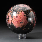 Genuine Polished Imperial Rhodonite Sphere + Acrylic Display Stand // V1