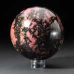 Genuine Polished Imperial Rhodonite Sphere + Acrylic Display Stand // V1