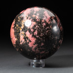 Genuine Polished Imperial Rhodonite Sphere + Acrylic Display Stand // V1
