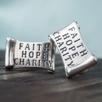 Masonic Cufflinks // Faith Hope Charity Scroll