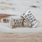 Masonic Cufflinks // Faith Hope Charity Scroll