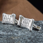 Masonic Cufflinks // Faith Hope Charity Scroll