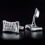 Masonic Cufflinks // Faith Hope Charity Scroll